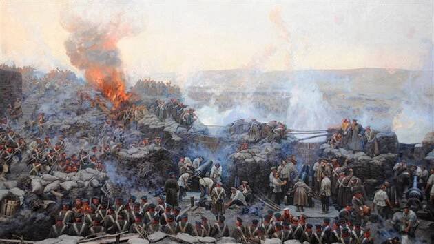 Obležení Sevastopolu zachytil ve svém panoramatu malíř Franz Alexejevič Roubaud.