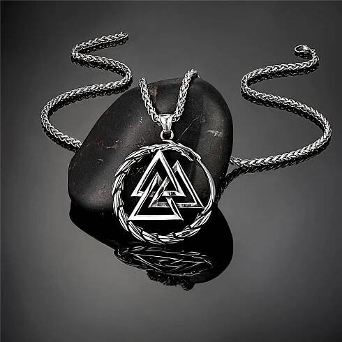 Přívěsek Viking - Uroboros a Valknut - stříbrná