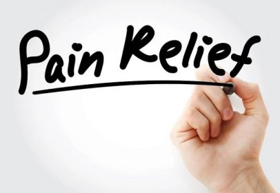 Hand writing Pain Relief with marker, health concept background; blog: opioid alternatives for pain management