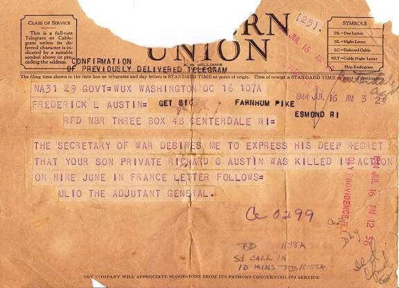 Pvt. Richard O. Austin, WWII