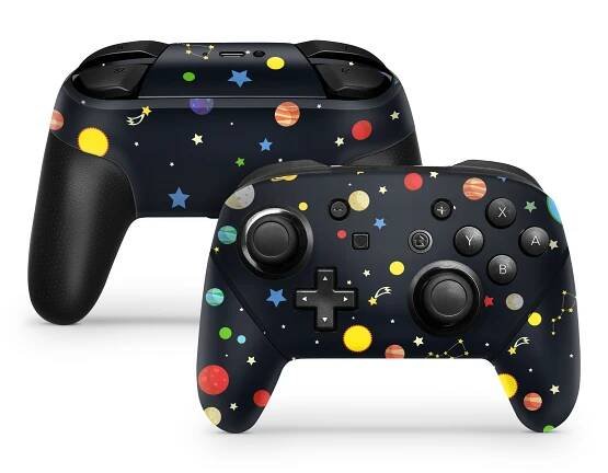 Galaxy Nintendo Switch Pro Controller Skin, Black Switch controller Full cover 3m - Tackydesign