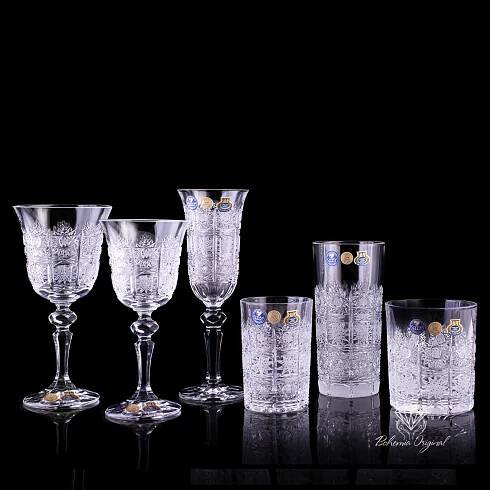 Luxury Handmade Crystal Glassware Set - 36 pcs - Bohemia Crystal