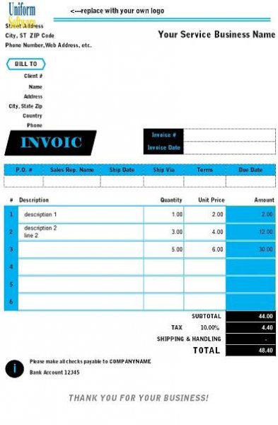 Simple Service Invoice Template