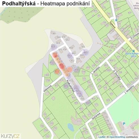 Mapa Podhaltýřská - Firmy v ulici.