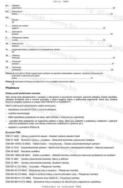 ČSN 73 4108 (734108) - Hygienická zařízení a šatny - říjen 2020 - Technické normy - Ing. Jiří Hrazdil