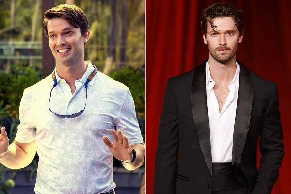 Patrick Schwarzenegger in 'White Lotus' ; Patrick Schwarzenegger attends The Fourth Annual Academy Museum Gala on October 19, 2024 in Los Angeles, California.