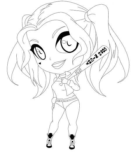 Kawaii Harley Quinn coloring page