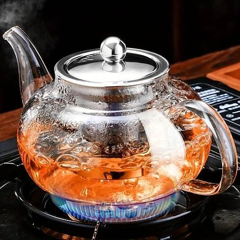 Glass Teapot Stovetop 40 OZ/1200ml, Borosilicate Clear Tea Kettle With Removable 18/8 Stainless Steel Infuser, Teapot Blooming And Loose Leaf Tea Make