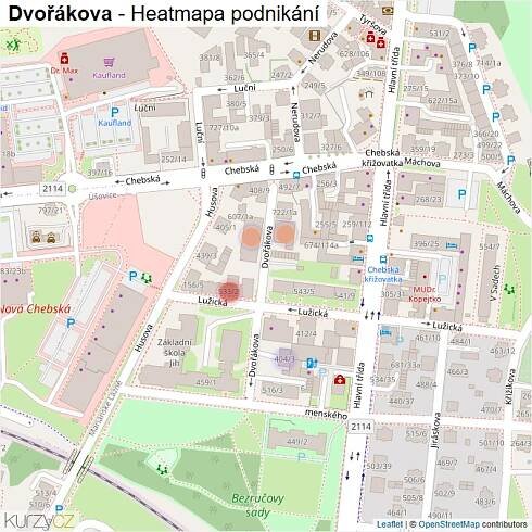 Mapa Dvořákova - Firmy v ulici.