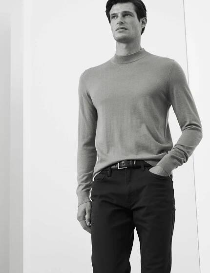 Pure Extra Fine Merino Wool Mock Neck Jumper