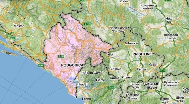 Mapa Černé Hory