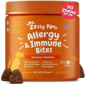 Zesty Paws Allergy & Immune Bites Lamb Flavored Soft Chews Allergies, Immune, & Gut Support Supplement for Dogs