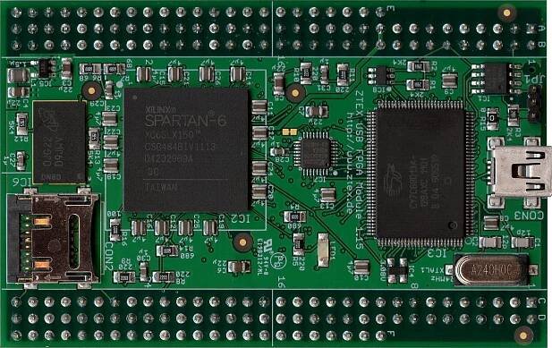 USB-FPGA Module 1.15: Spartan 6 LX45, LX75 and LX150 FPGA Board with USB 2.0 Microcontroller and 128 MByte DDR2 SDRAM