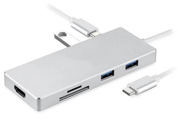 Hub USB-C na porty HDMI + 3 x USB 3.0 + čtečka SD karet pro MacBook - stříbrný - Appleking.cz