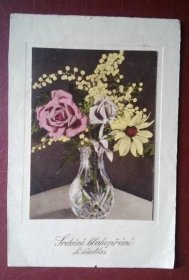 Staré pohlednice, přáníčko , flora, vf.