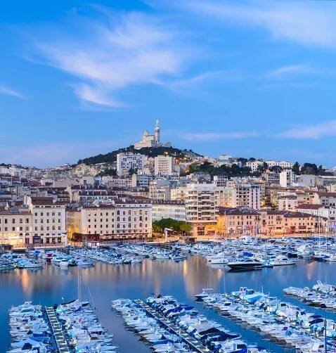 The Vieux Port (Old Port) in Marseille at Twilight, France