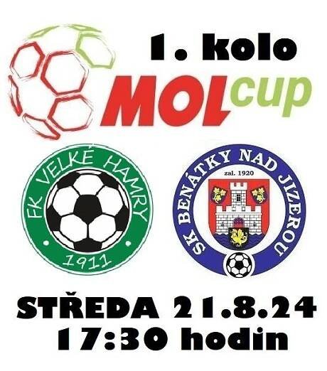 V 1. kole poháru MOL Cup míříme ve středu na hřiště týmu FK VELKÉ HAMRY! | Kopaná Benátky