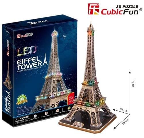 CubicFun Puzzle 3D Eiffelova věž LED 82 dílků