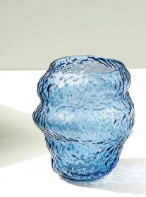 Hübsch Strukturální váza Aurora modrá 18cm