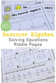 Summer Algebra Review: Solve Equations Practice