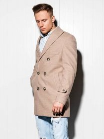 Pánský oversize kabát - béžová C429 - Obchod Ombre