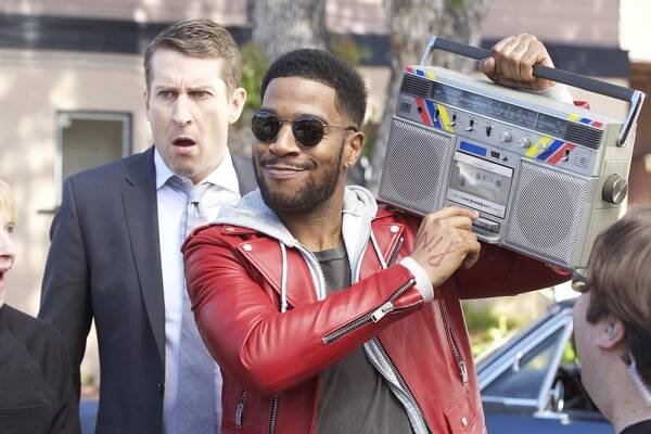 Comedy Bang! Bang!, Scott Aukerman (L), Kid Cudi (R), 'Michael Cera Wears a Yellow Collared Shirt and White Sneakers', Season 4, Ep. #21, 07/09/2015, ©IFC