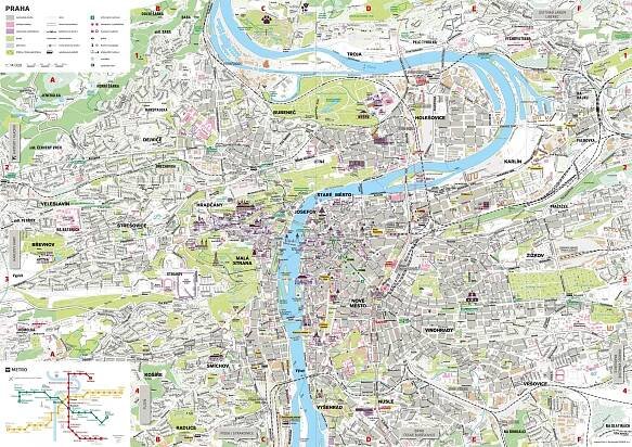 Prague travel map - Prague city map for tourist (Bohemia - Czechia)