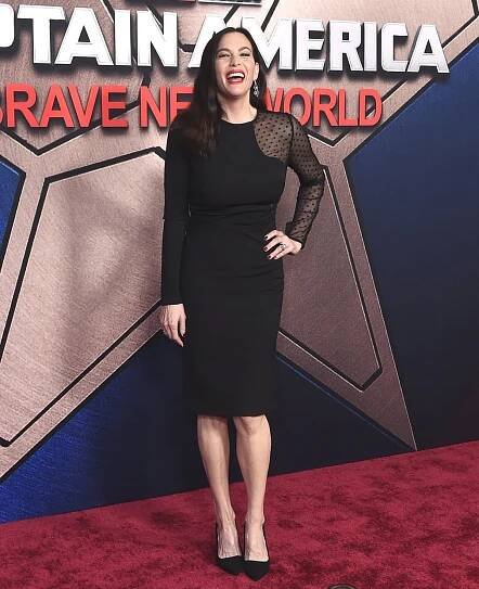 Liv Tyler brings understated glamour to the Captain America: Brave New World premiere in a sleek black Stella McCartney dress and classic pointed-toe pumps at TCL Chinese Theatre on February 11, 2025, in Hollywood, California