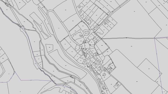Katastrální mapy pozemků a čísla parcel obce 