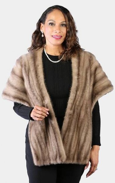 Woman's Vintage Natural Pastel Female Mink Fur Stole