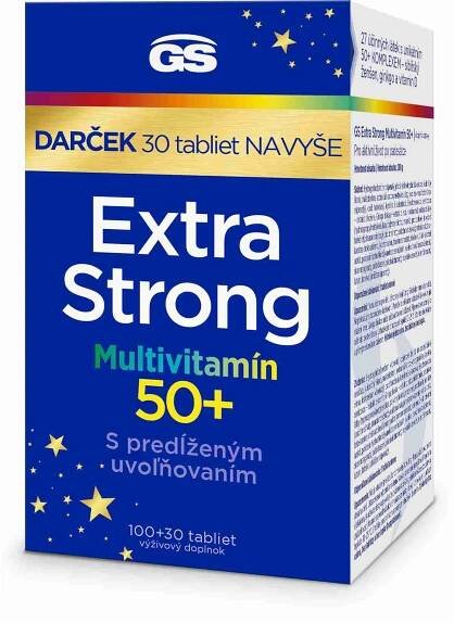 GS Extra Strong Multivitamín 50+. 100+30 darček 1×100+30 tbl, výživový doplnok