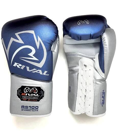 Rival Boxing RS100 Pro Sparring Boxing Gloves - Blue/Silver