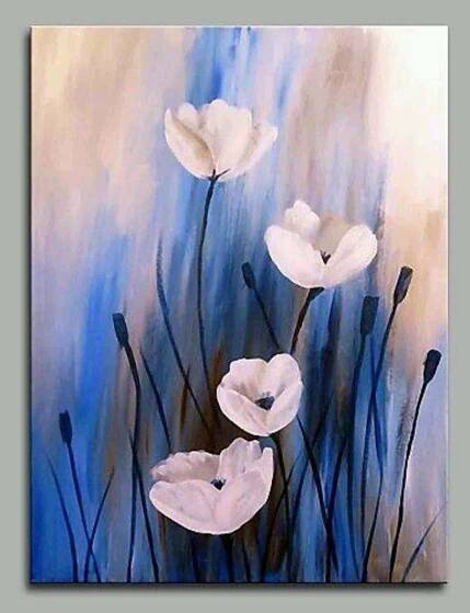 Tela floral moderna | Elo7 Produtos Especiais | Flores pintura acrílica, Pinturas de flores, Flores pintadas