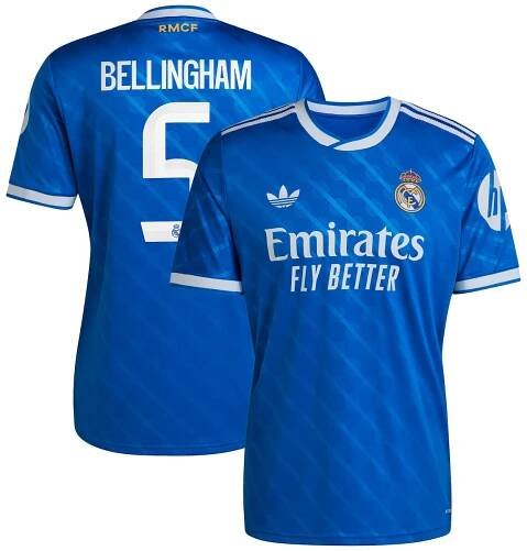 Real Madrid adidas Third Shirt 2025-26 with Bellingham 5 printing