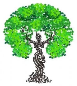 Strom se zelenými listy a větvemi — Ilustrace
