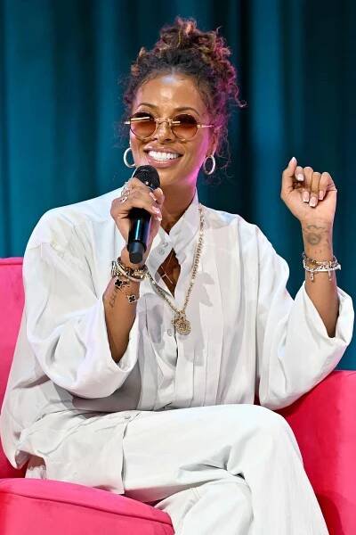  Eva Marcille speaks onstage during Keep It Positive Sweetie, LIVE! at Riverside EpiCenter on March 30, 2024 in Austell, Georgia. (