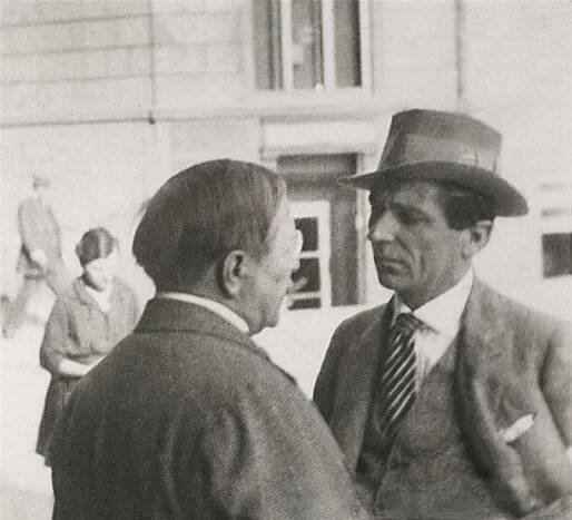 Augustin Berger (vlevo), B. Groll (baletní mistr drážďanského divadla) 