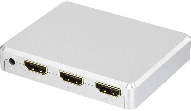 SpeaKa Professional 2 porty HDMI rozbočovač s hliníkovým krytem, UHD 3840 x 2160 Pixel