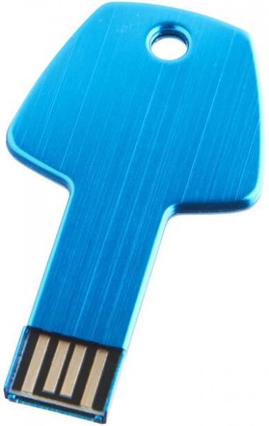 Sv. modrý hliník. USB flash disk 1GB, tvar klíče