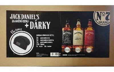 Jack Daniel´s promo set 4 x 1 l (1x JD fire 35% + 1x JD Honey 35% + 2x JD No.7 40% + 15x čepice + 2x