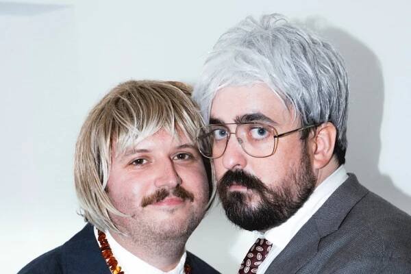 Two men dressed as Margaret Pomeranz and David Stratton