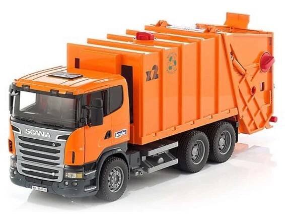 Bruder 3560 Popelářské auto Scania R oranžové