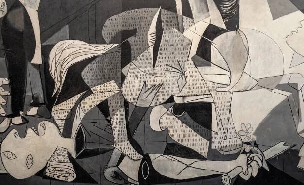 Textured pattern on the horse's body (detail), Pablo Picasso, Guernica, 1937, oil on canvas, 349  x 776 cm (Museo Nacional Centro de Arte Reina Sofía, Madrid; photo: Steven Zucker, CC BY-NC-SA 2.0) © Estate of Pablo Picasso