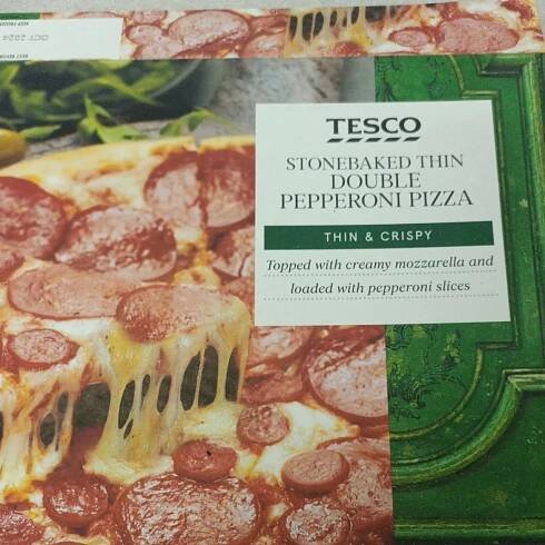 Stonebaked thin double pepperoni pizza Tesco