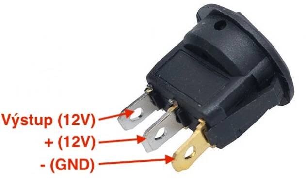 Kulatý kolébkový spínač s modrou LED (12V/20A)