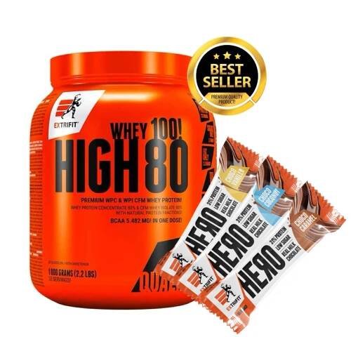 AKCE Extrifit High Whey 80 1000 g + ZDARMA 3x Hero Protein Bar 65 g