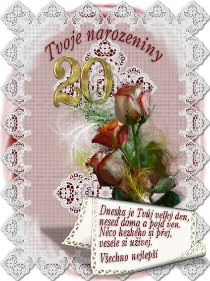 a greeting card with roses on it for someone's 20th birthday