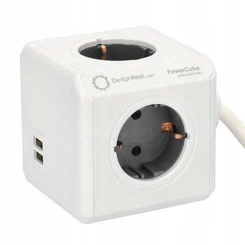 KOSTKA TYPU F EXTENDED USB 3 m ŠEDÁ POWER CUBE