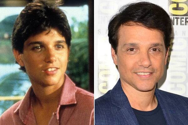 Ralph Macchio in "The Karate Kid" and in 2019 (R)