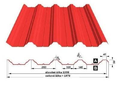Střecha SATJAM Trapézové plechy SAT50 SAT50 tl.0,75mm 260/1038Pozink